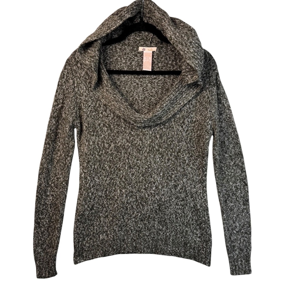 Tulle Sweater Women's M/M Marled Cowl Neck Hooded‎ Knit Long Sleeve Gray Green